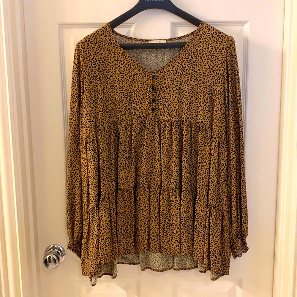 Cheetah print baby doll top